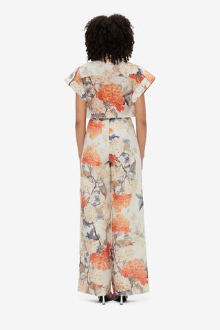 Exclusive Leo Lin Luisa Pants - Hydrangea Print in Vanilla