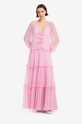 Teresa Bow Tiered Maxi Dress - Pink Dress Maxi