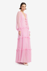 Teresa Bow Tiered Maxi Dress - Pink Dress Maxi