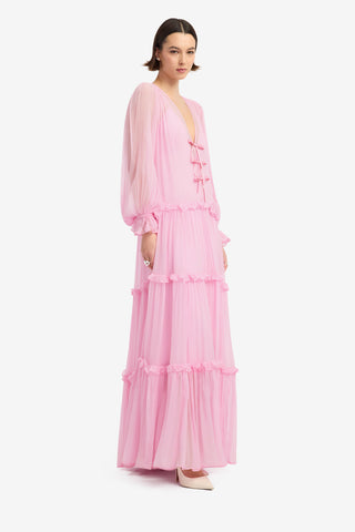 Teresa Bow Tiered Maxi Dress - Pink Dress Maxi