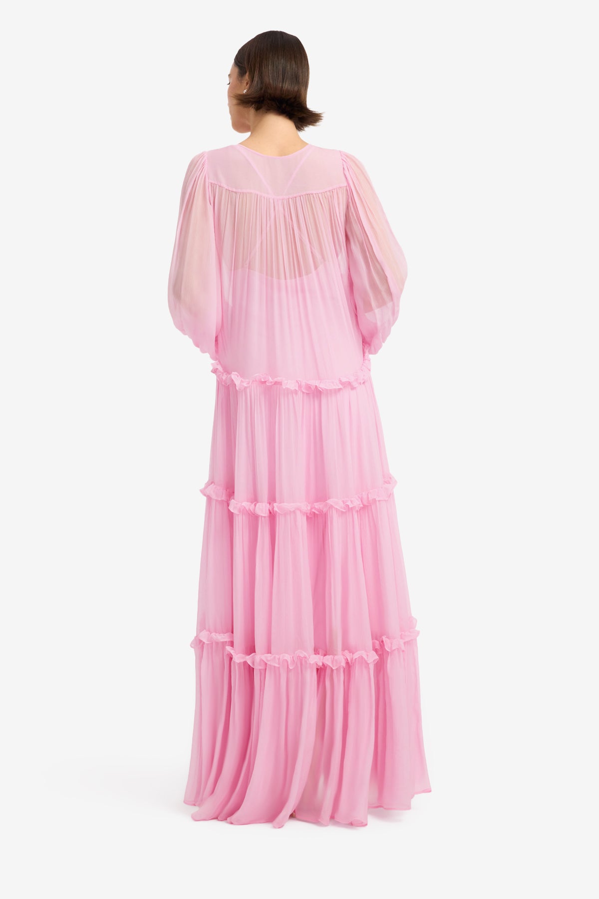 Teresa Bow Tiered Maxi Dress - Pink – LEO LIN