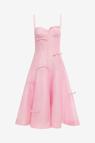 Marisol Bow Midi Dress - Pink Dress Midi