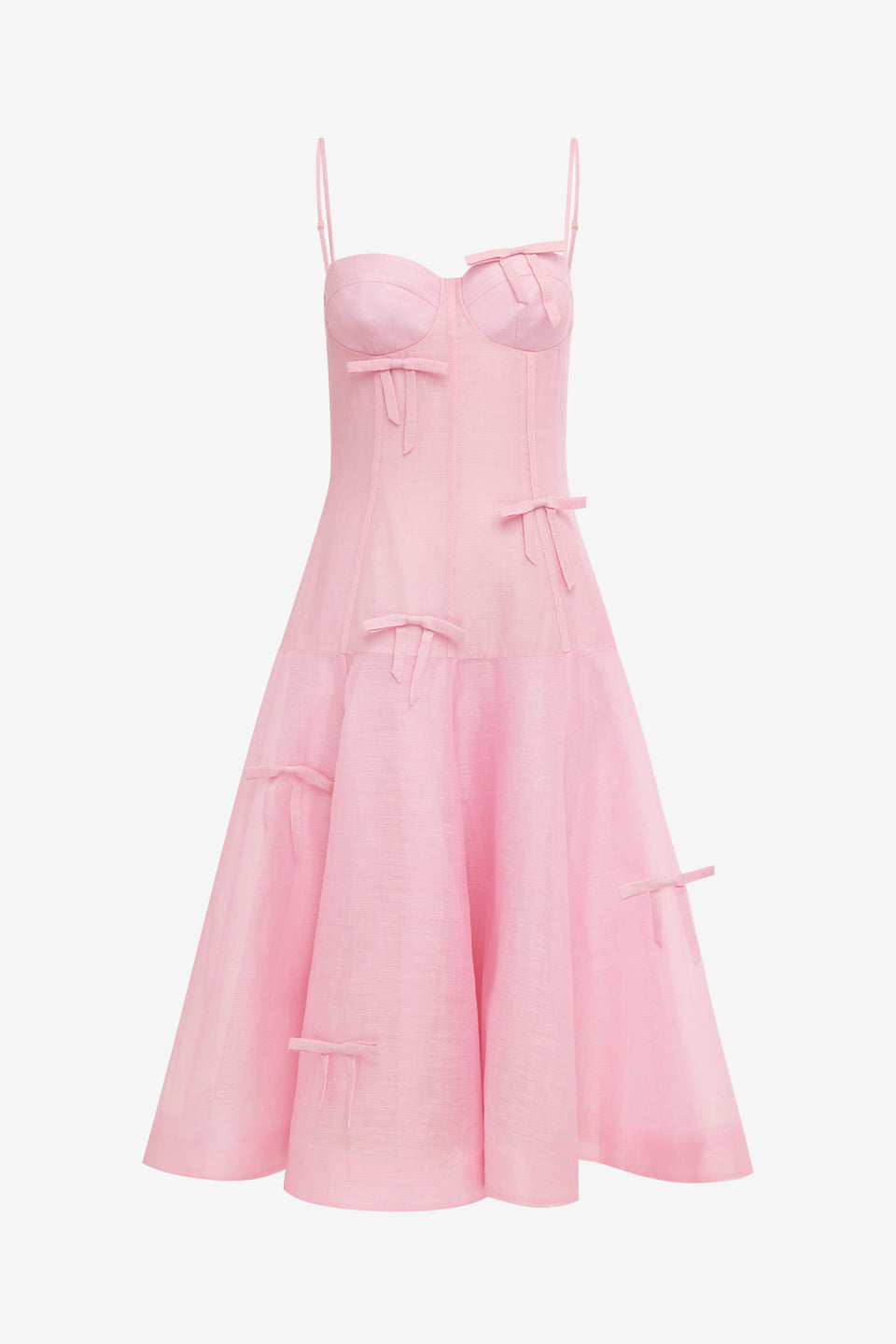 Marisol Bow Midi Dress - Pink Dress Midi