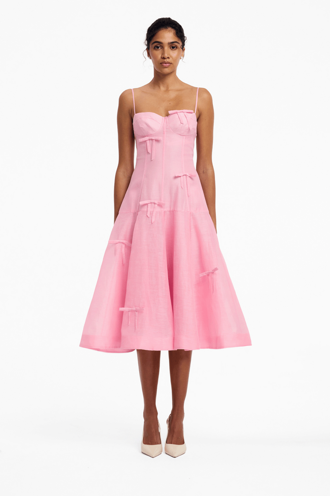 Marisol Bow Midi Dress - Pink Dress Midi