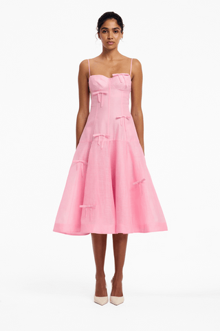 Marisol Bow Midi Dress - Pink Dress Midi