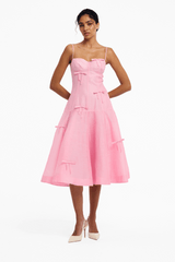 Marisol Bow Midi Dress - Pink Dress Midi