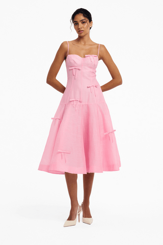 Marisol Bow Midi Dress - Pink Dress Midi
