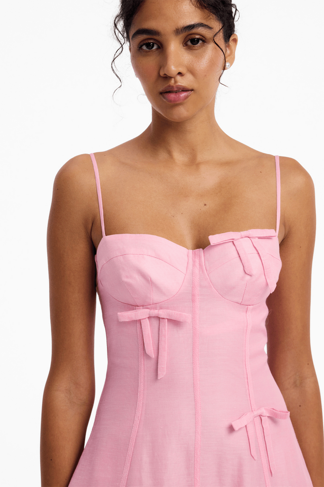 Marisol Bow Midi Dress - Pink Dress Midi