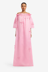 Liana Bow Off Shoulder Maxi Dress - Pink Dress Maxi