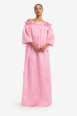 Liana Bow Off Shoulder Maxi Dress - Pink Dress Maxi