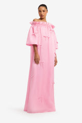 Liana Bow Off Shoulder Maxi Dress - Pink Dress Maxi