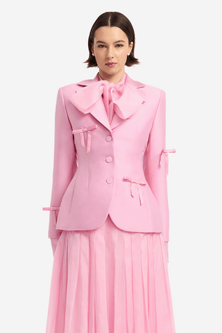Annika Bow Blazer - Pink Blazer