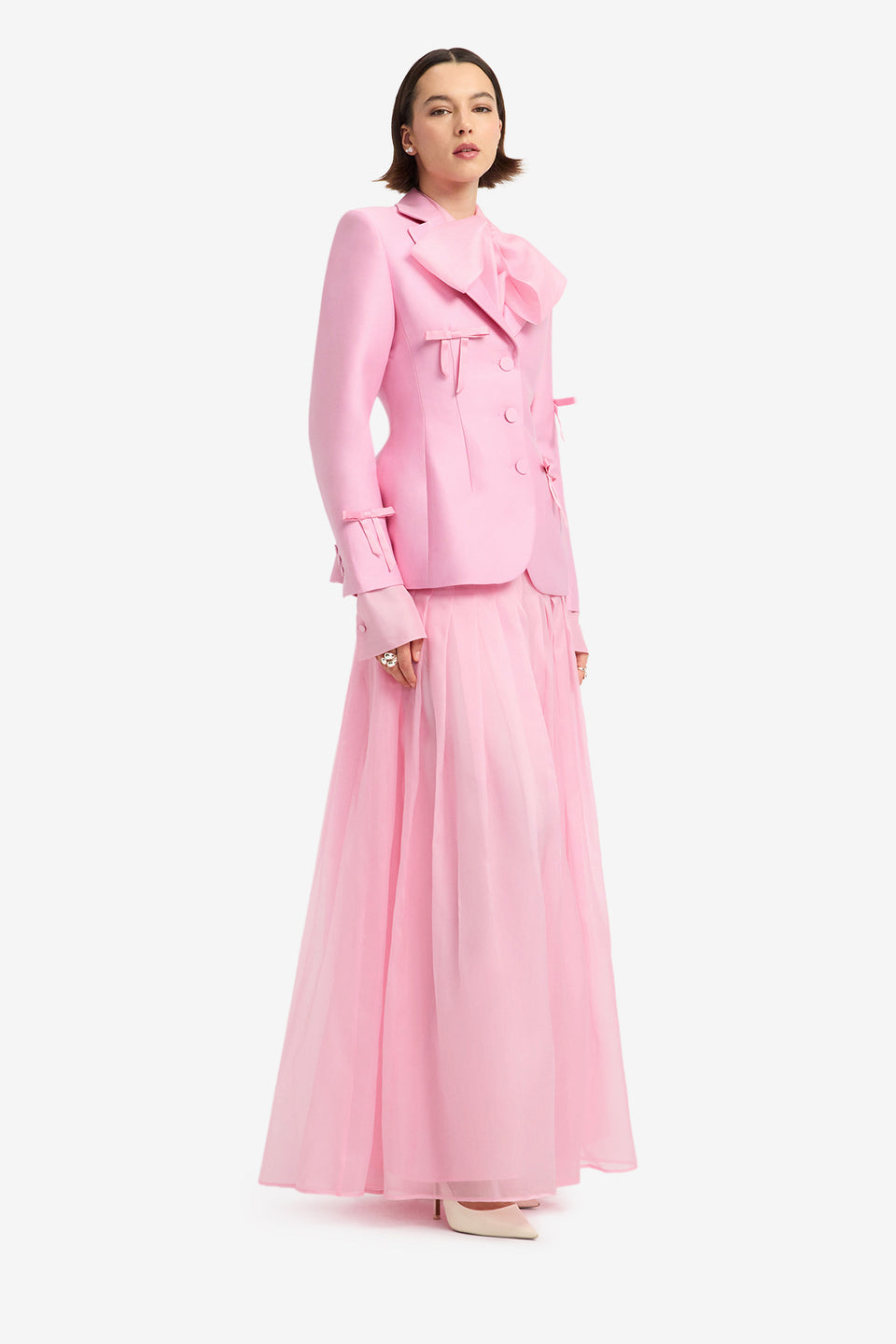 Annika Bow Blazer - Pink Blazer