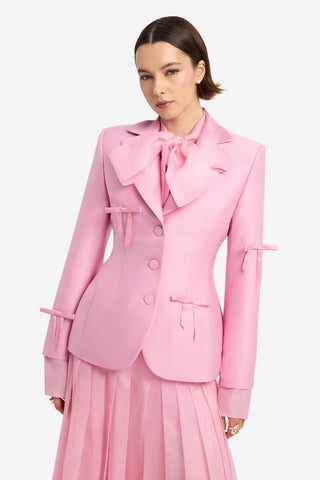 Annika Bow Blazer - Pink Blazer