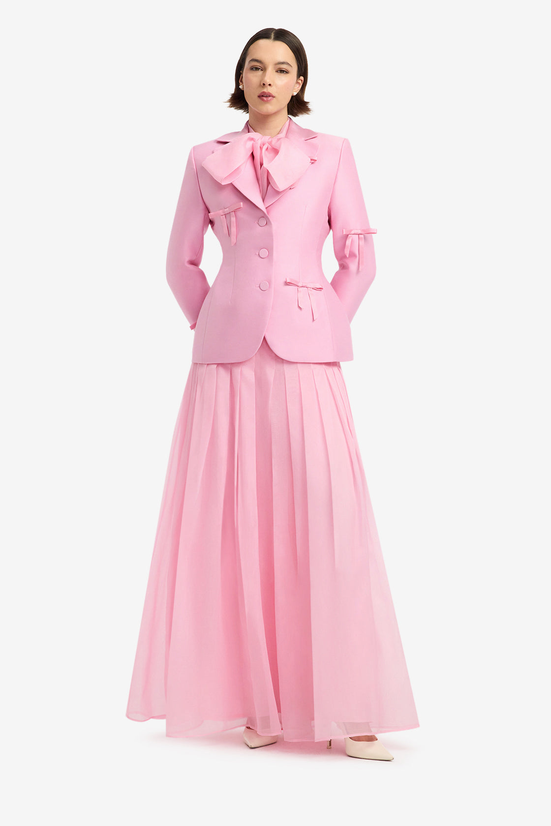 Annika Bow Blazer - Pink Blazer