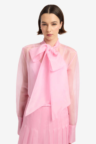 Dressage Silk Organza Tie Blouse - Pink Blouse/Shirts