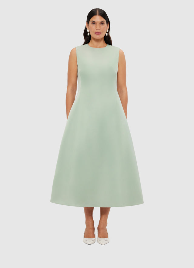 Exclusive Leo Lin Cleo Sleeveless Midi Dress - Sage