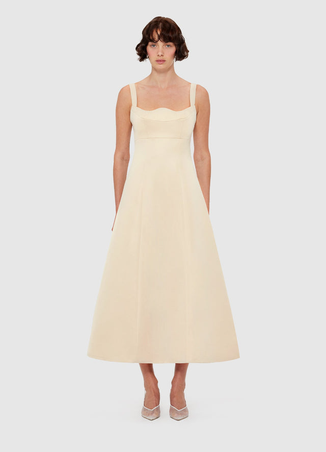 Exclusive Leo Lin Odette Midi Dress - Champagne