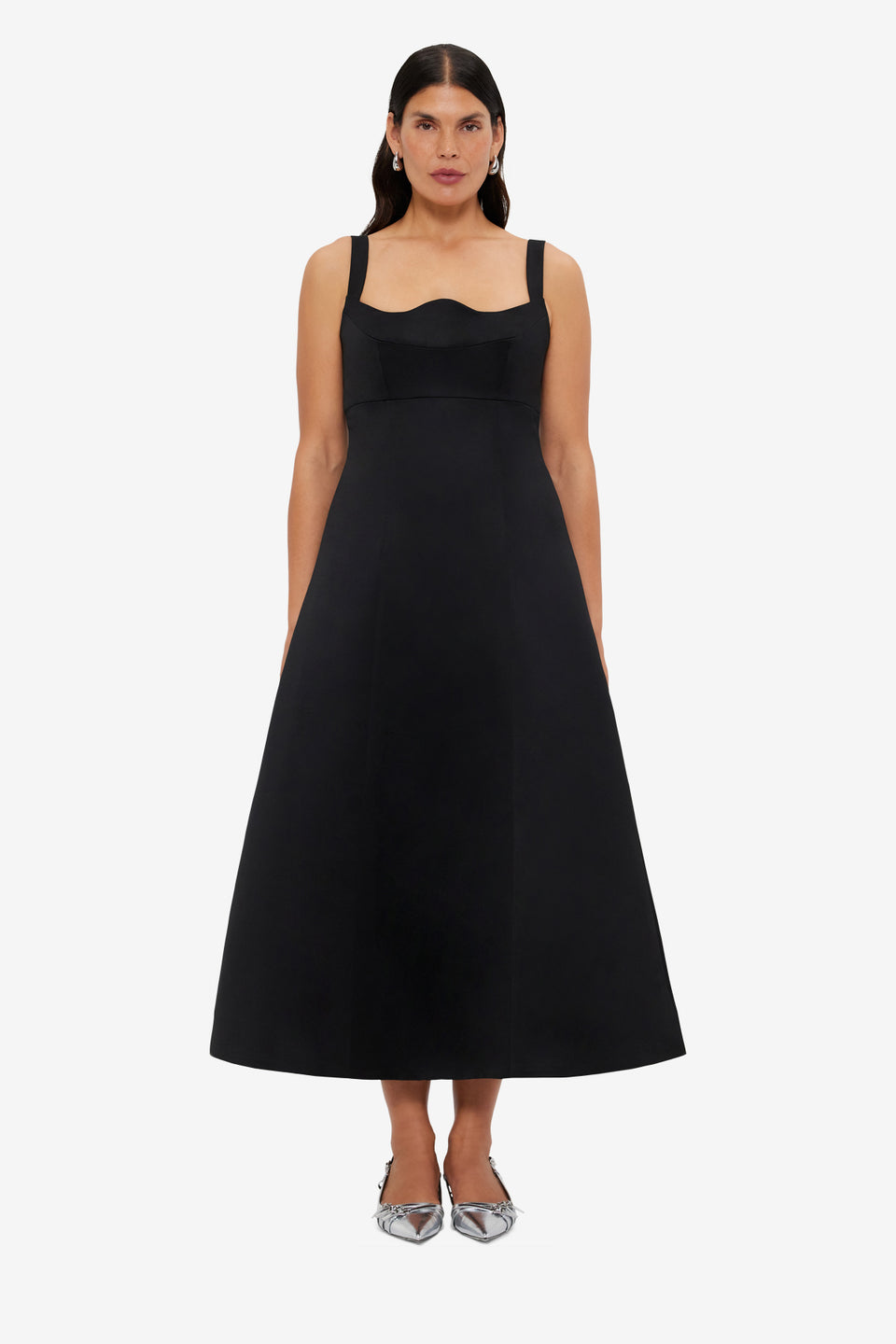 Exclusive LEO LIN Odette Midi Dress - Ebony