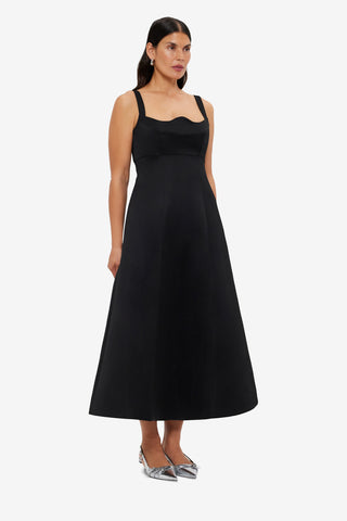 Exclusive LEO LIN Odette Midi Dress - Ebony