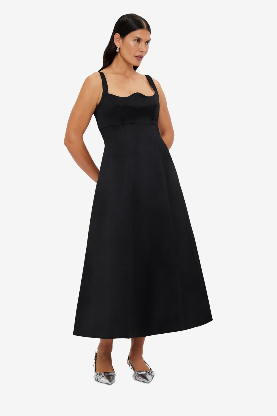 Exclusive LEO LIN Odette Midi Dress - Ebony