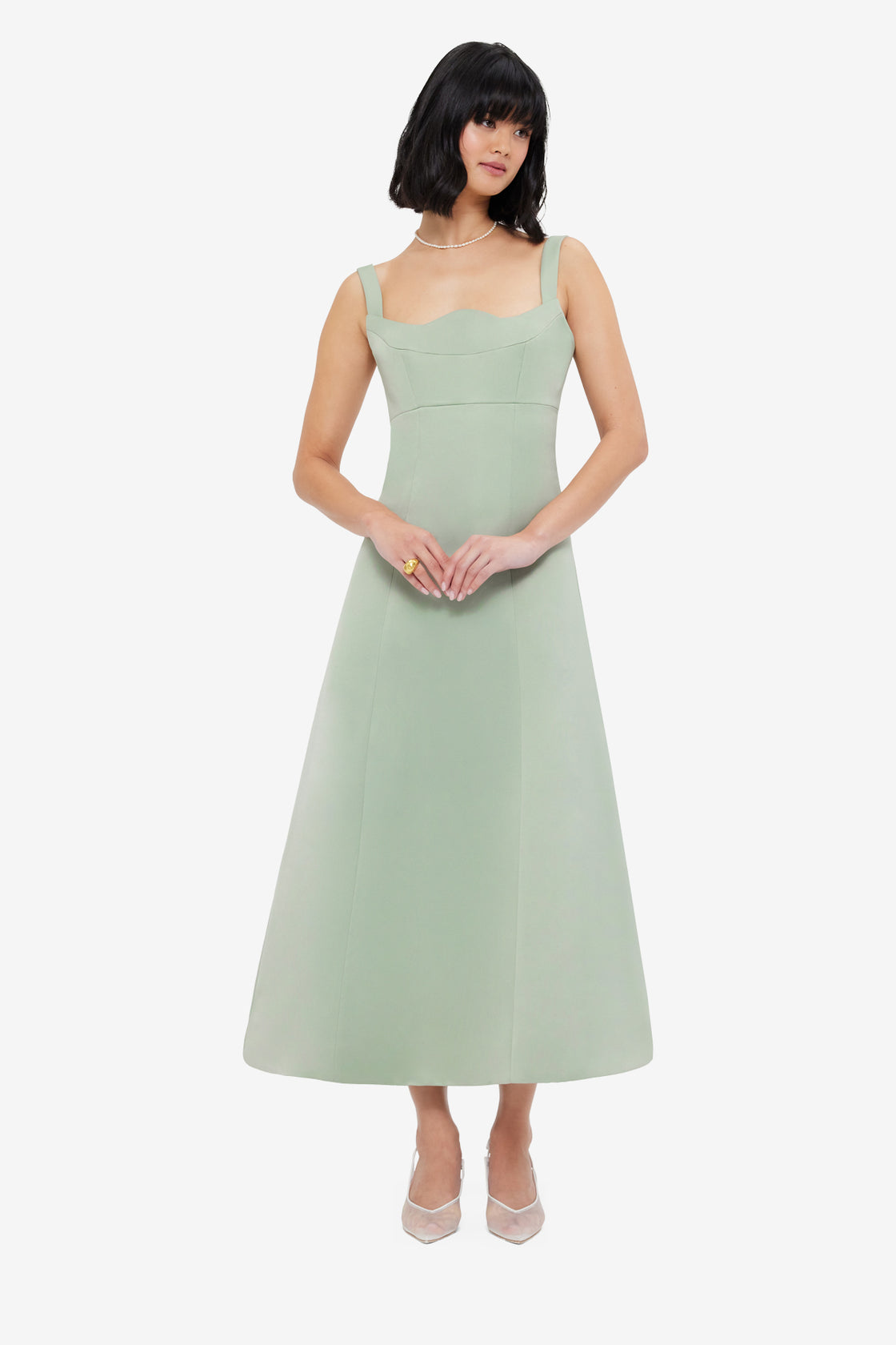 Exclusive LEO LIN Odette Midi Dress - Sage