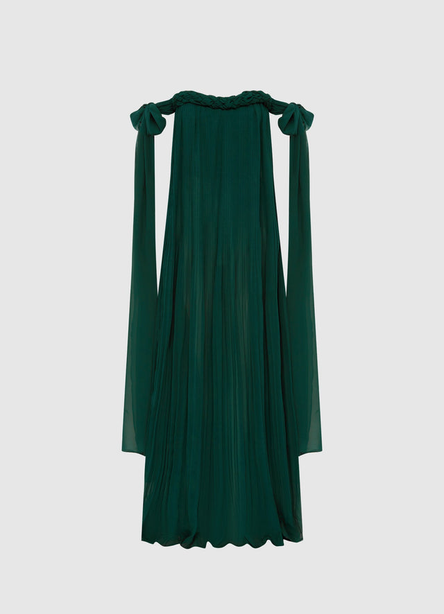 Exclusive Leo Lin Camilla Draped Floor Length Dress - Emerald