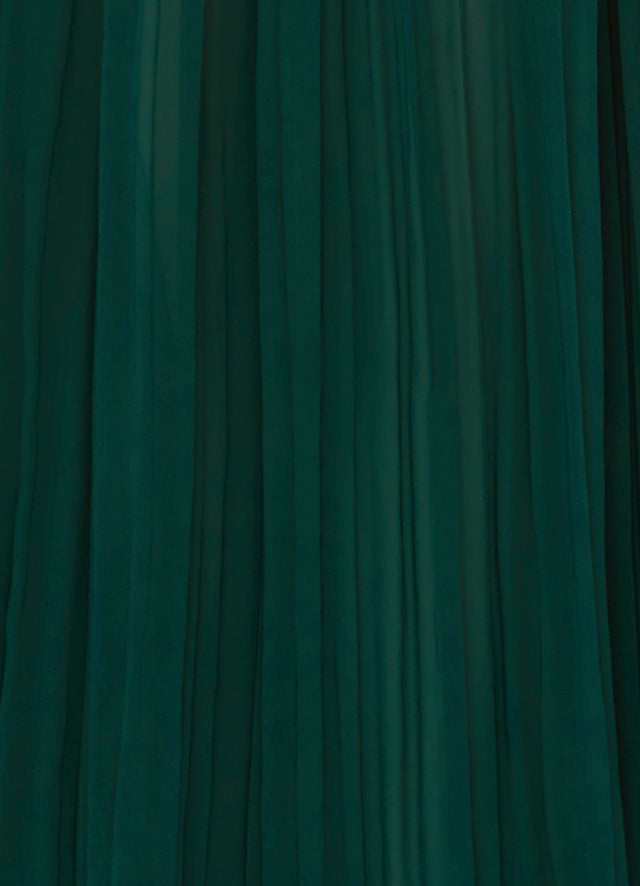 Exclusive Leo Lin Camilla Draped Floor Length Dress - Emerald