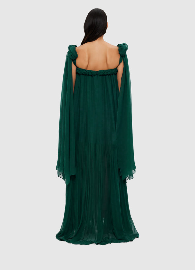 Exclusive Leo Lin Camilla Draped Floor Length Dress - Emerald