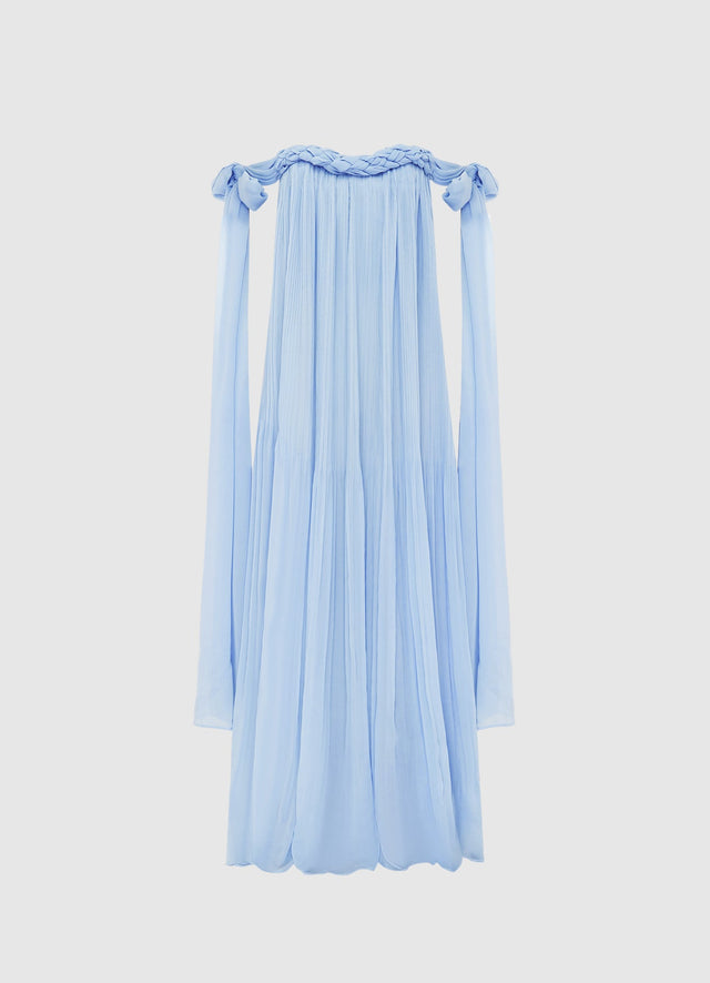 Exclusive Leo Lin Camilla Draped Floor Length Dress - Sky Blue