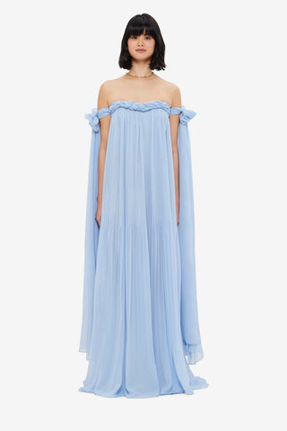 Exclusive LEO LIN Camilla Draped Floor Length Dress - Sky Blue