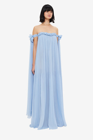 Exclusive LEO LIN Camilla Draped Floor Length Dress - Sky Blue