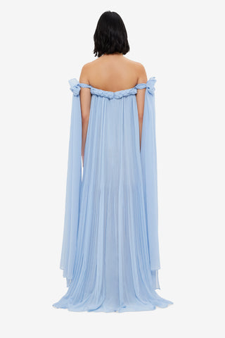 Exclusive LEO LIN Camilla Draped Floor Length Dress - Sky Blue