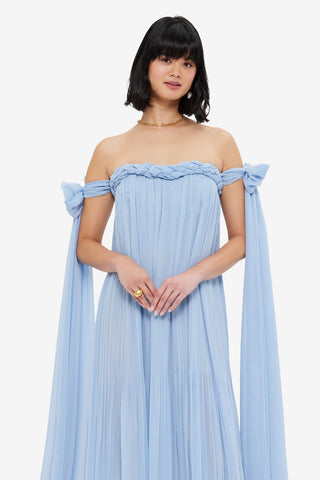 Exclusive LEO LIN Camilla Draped Floor Length Dress - Sky Blue