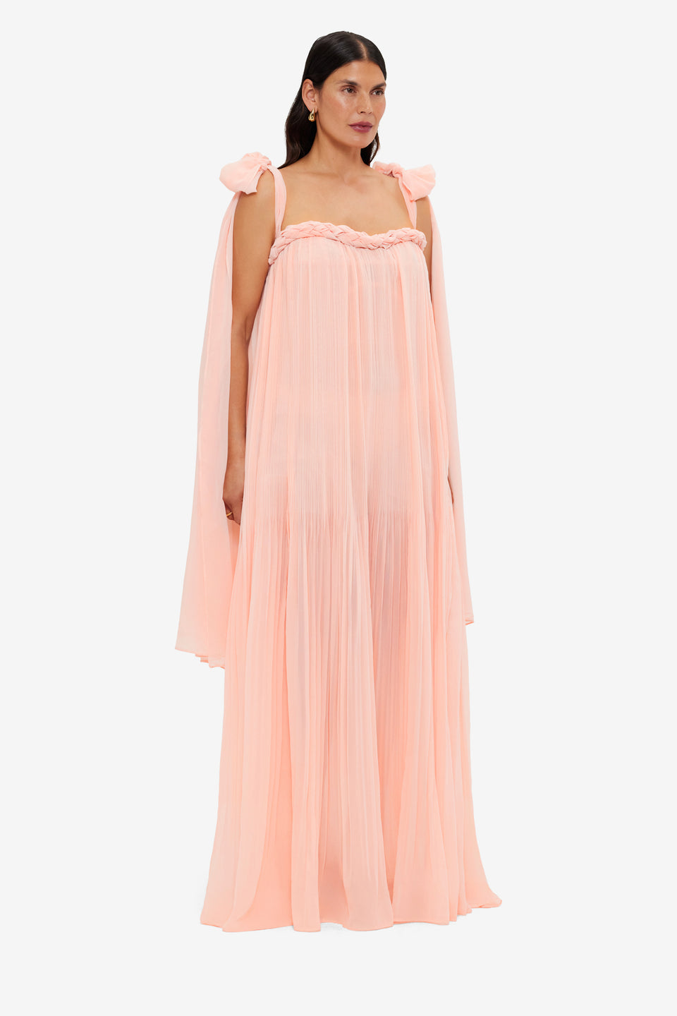 Exclusive LEO LIN Camilla Draped Floor Length Dress - Soft Pink