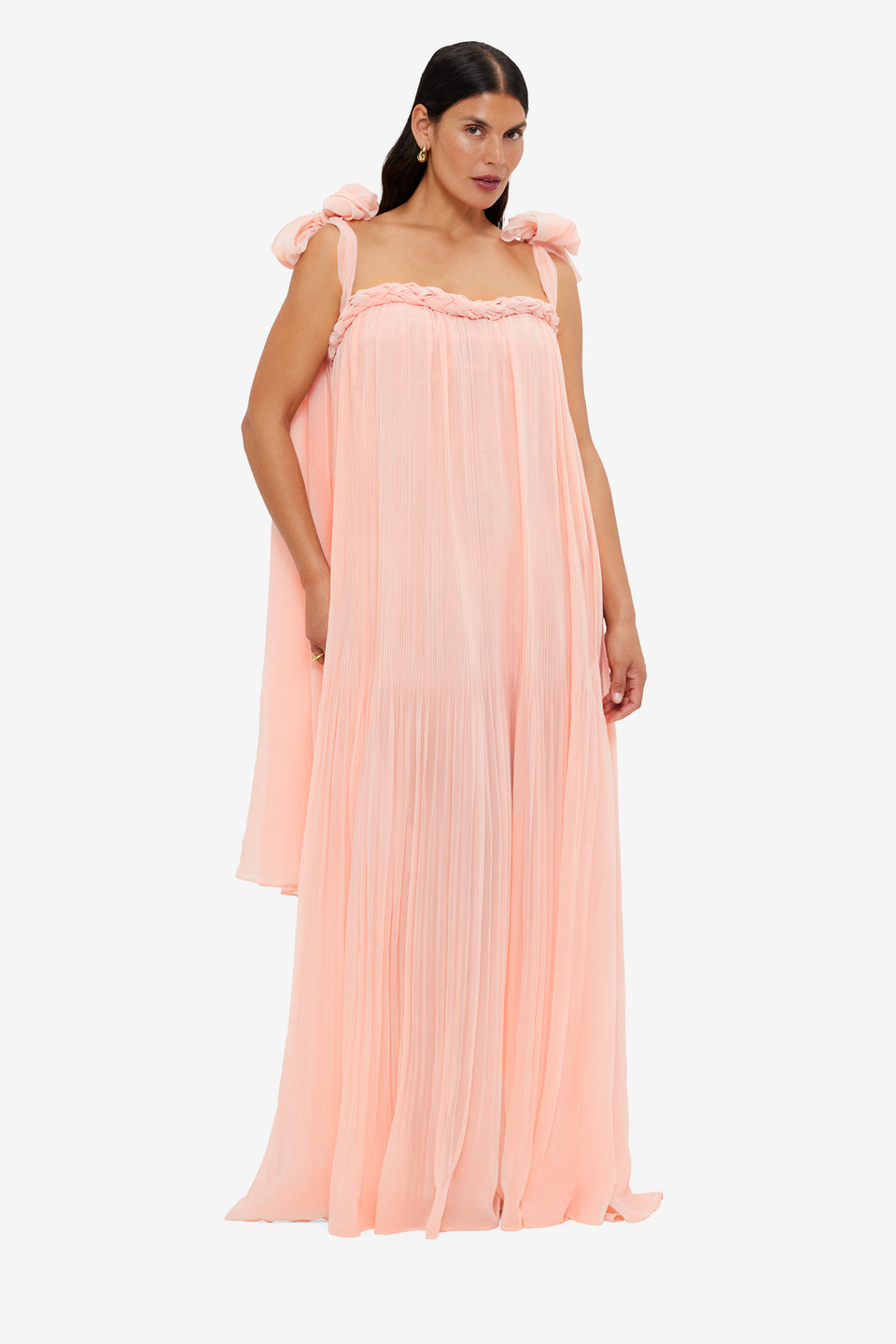 Exclusive LEO LIN Camilla Draped Floor Length Dress - Soft Pink