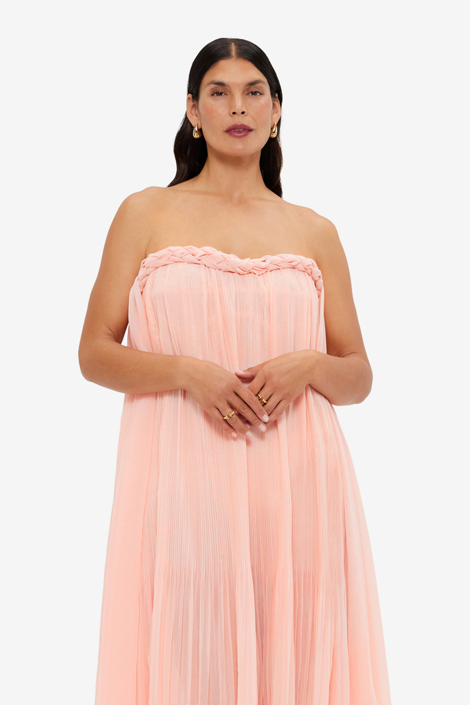 Exclusive LEO LIN Camilla Draped Floor Length Dress - Soft Pink