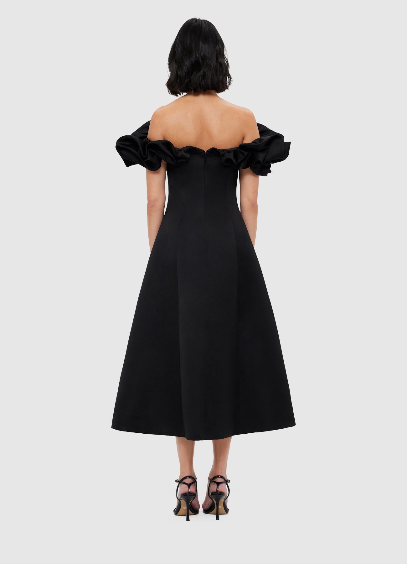 Annie Off Shoulder Frill Midi Dress - Ebony – LEO LIN