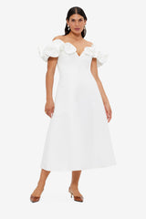 Annie Off Shoulder Frill Midi Dress - Snow Dress Midi