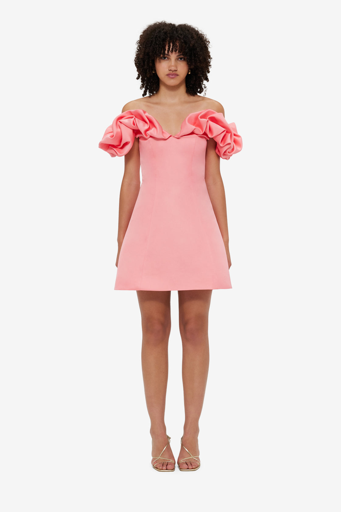 Exclusive LEO LIN Bella Off Shoulder Frill Mini Dress - Strawberry Pink