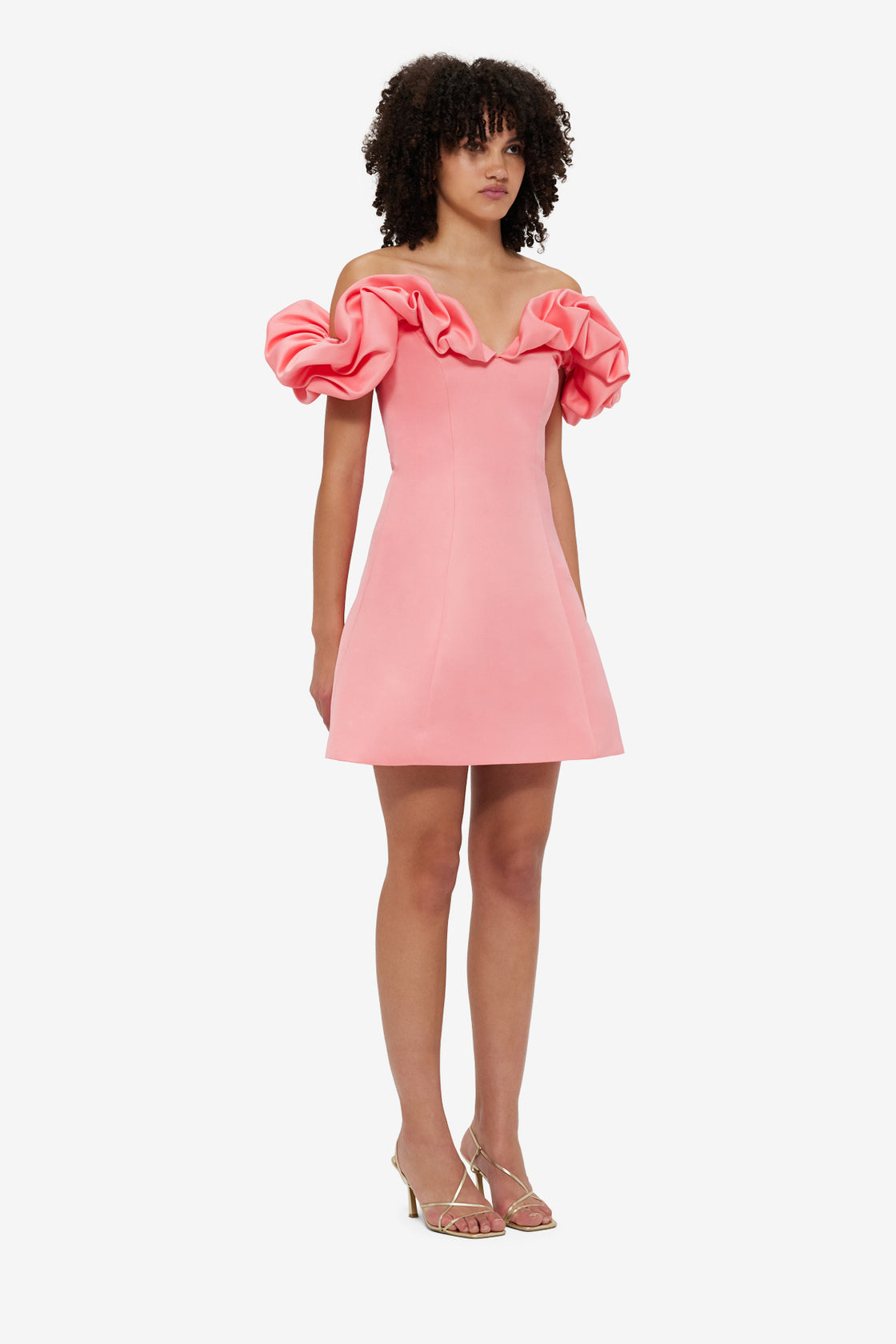Exclusive LEO LIN Bella Off Shoulder Frill Mini Dress - Strawberry Pink