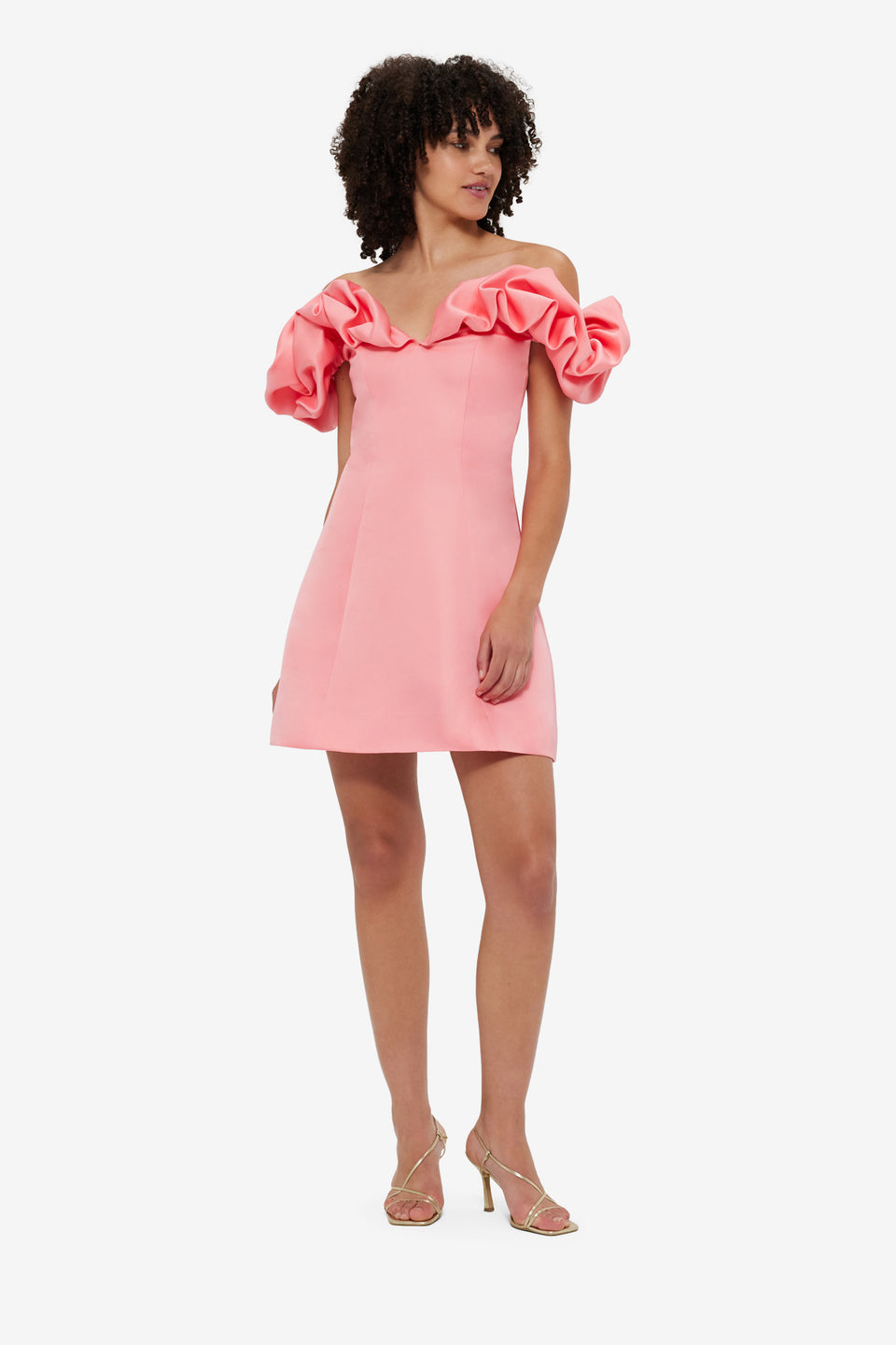 Exclusive LEO LIN Bella Off Shoulder Frill Mini Dress - Strawberry Pink