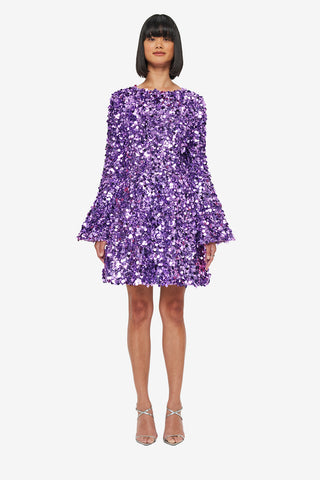 Exclusive LEO LIN Kristen Sequin Open Back Mini Dress - Lavender