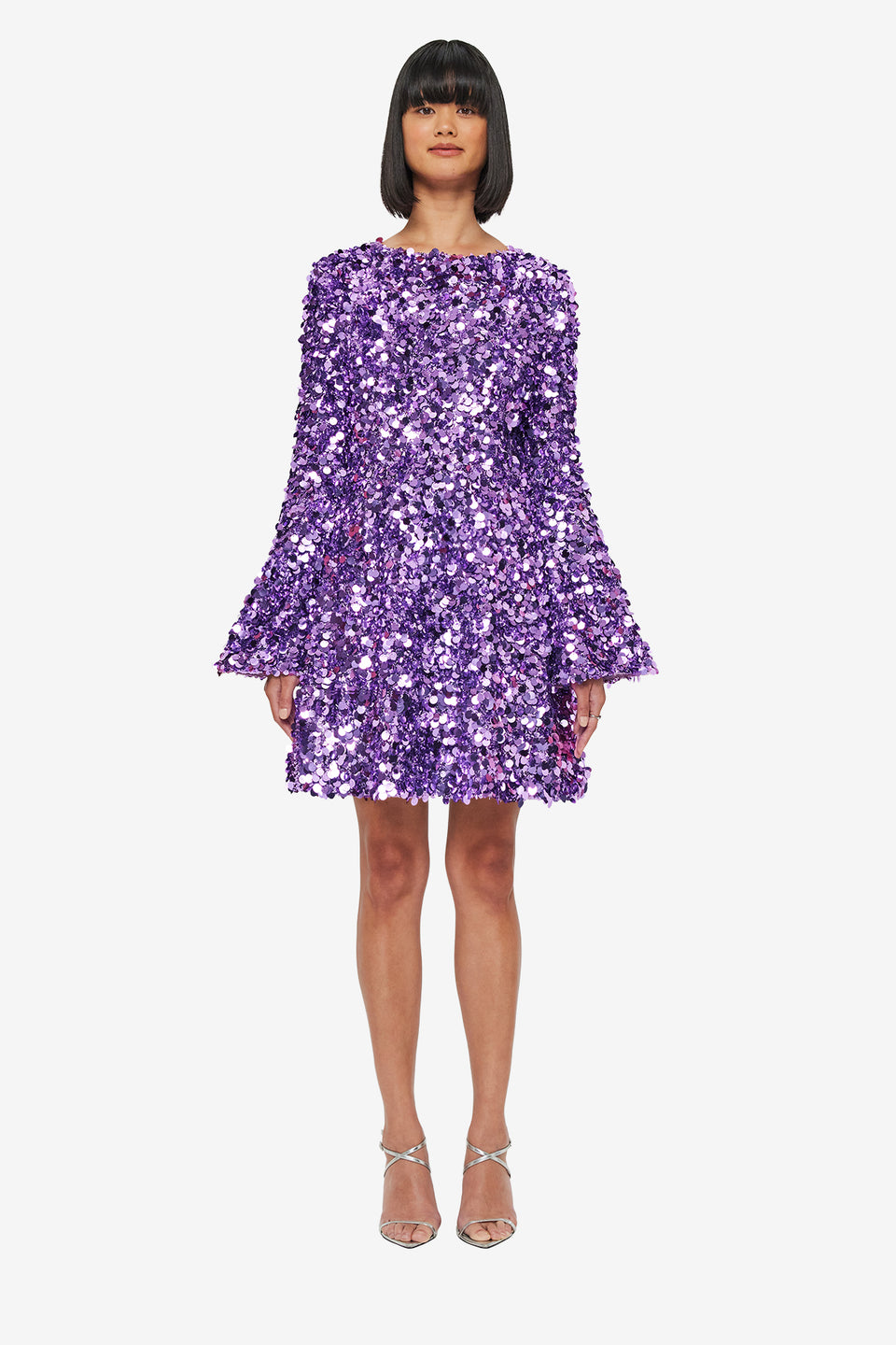 Exclusive LEO LIN Kristen Sequin Open Back Mini Dress - Lavender