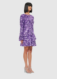 Exclusive Leo Lin Kristen Sequin Open Back Mini Dress - Lavender