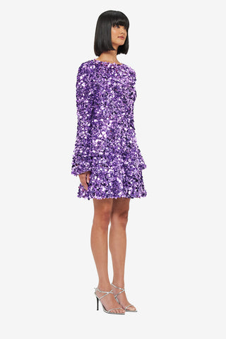 Exclusive LEO LIN Kristen Sequin Open Back Mini Dress - Lavender