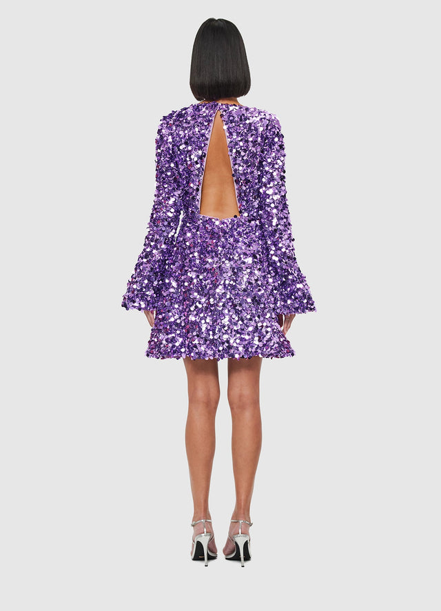 Exclusive Leo Lin Kristen Sequin Open Back Mini Dress - Lavender