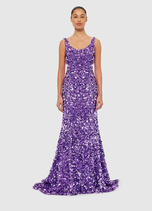 Exclusive Leo Lin Adeline Sequin Low Back Gown  Lavender