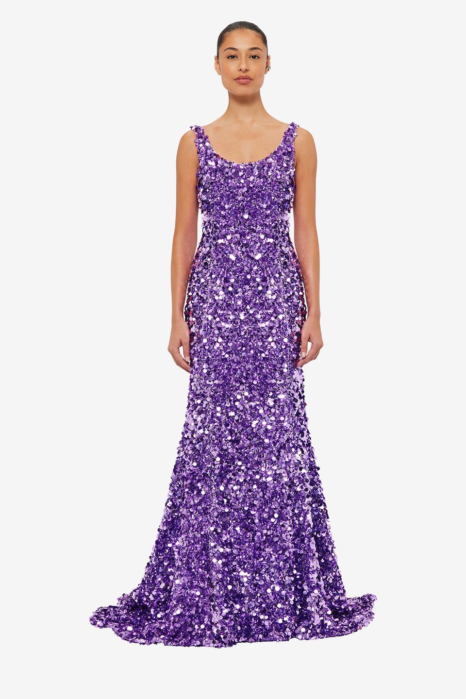 Exclusive LEO LIN Adeline Sequin Low Back Gown - Lavender