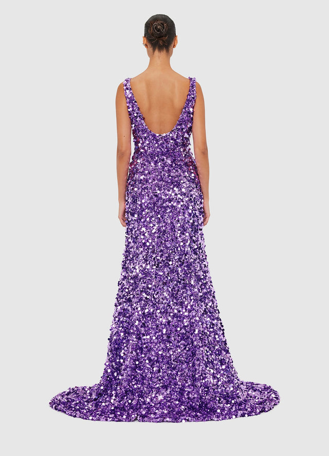 Exclusive Leo Lin Adeline Sequin Low Back Gown  Lavender